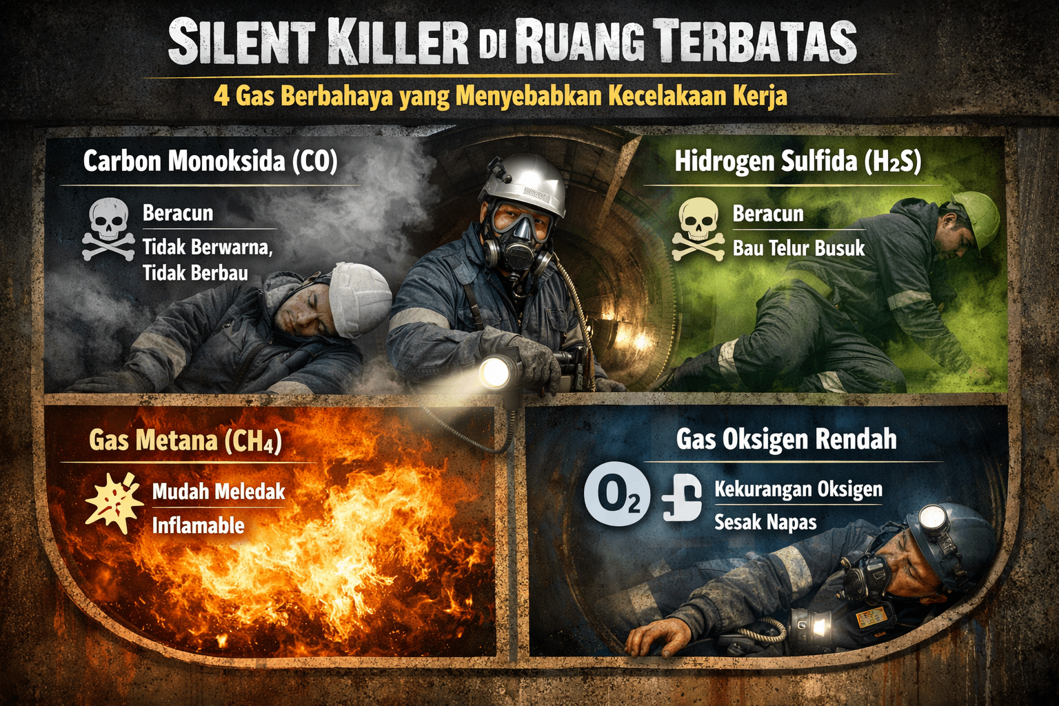 Silent Killer di Ruang Terbatas: 4 Gas Berbahaya yang Menyebabkan Kecelakaan Kerja